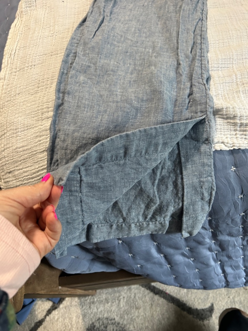 Athelta Retreat 100% Linen Light Blue Drawstring Pants. Wide Leg - Picture 8 of 8